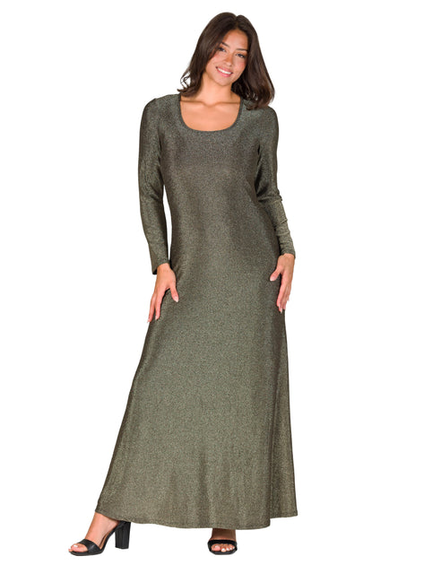 24seven Comfort Apparel Scoop Neck Long Sleeve Maxi Dress Black Medium 2