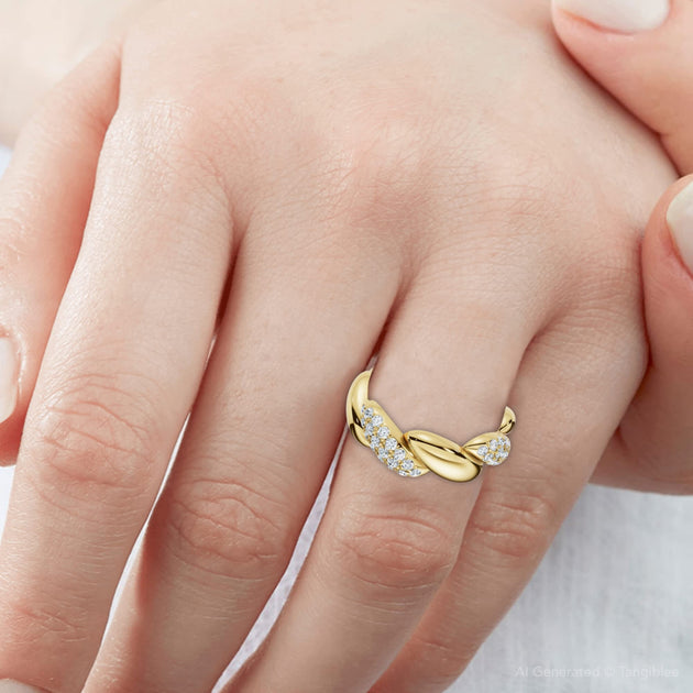 Pompeii3 Stackable Diamond Rope Anniversary Ring 14k Gold US 6 4