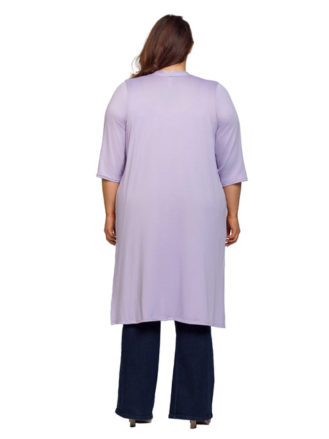 24seven Comfort Apparel Plus Duster Cardigan Pink 4X 4