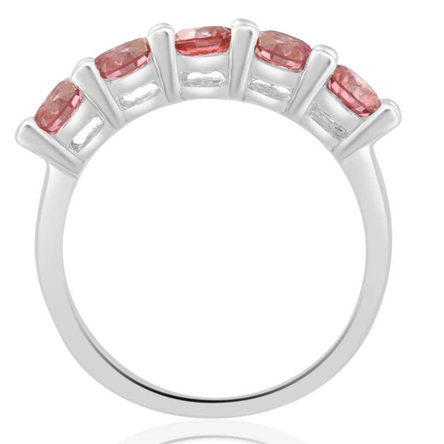 Pompeii3 Five Stone Pink Diamond Wedding Ring White Gold US 7 3
