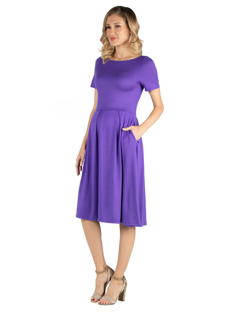 24seven Comfort Apparel Robe Mi-longue de Maternité Bleue 3X 3