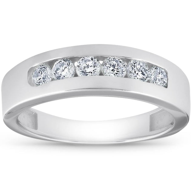 Pompeii3 Channel Set Diamond Wedding Ring 14K White Gold US 6.5 2