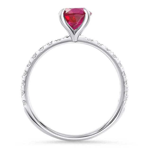 Pompeii3 VS 1Ct Round Ruby Diamond Ring 10k Gold Red US 7 4