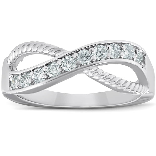 Pompeii3 1/2 Ct Diamond Infinity Braided Ring 10k White Gold US 6 2
