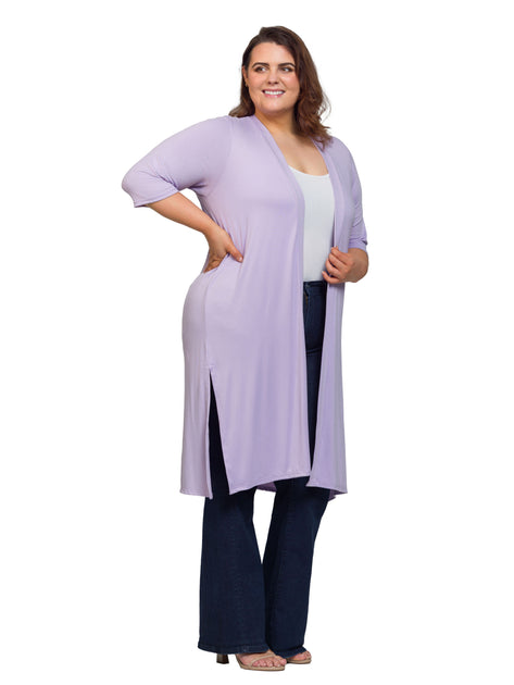 24seven Comfort Apparel Plus Duster Cardigan Pink 4X 3
