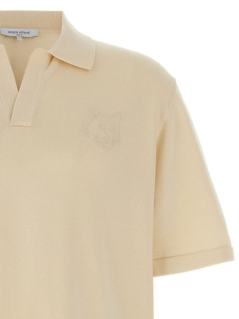 Maison Kitsune Bold Fox Head Polo Shirt Beige Small 4