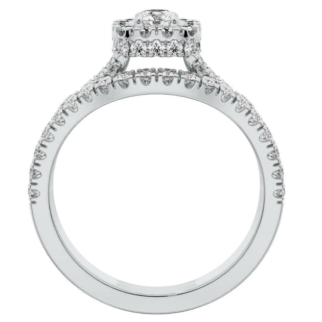 Pompeii3 Cushion Halo Diamond Ring Set White US 6 5