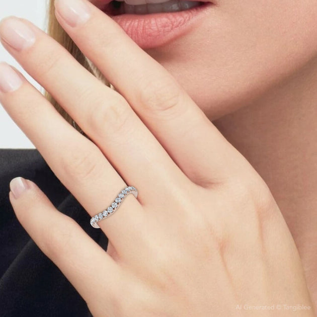 Pompeii3 Curved Diamond Wedding Ring 1/3Ct 14k Gold US 8.5 4