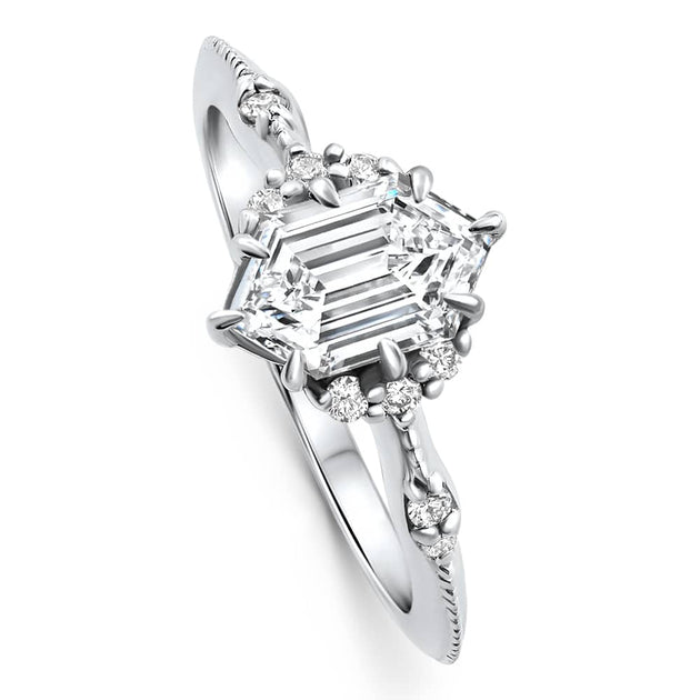 Pompeii3 Elongated Hexagon Diamond Engagement Ring Gold US 9 2