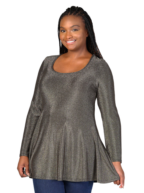 24seven Comfort Apparel Plus Tunic Silver 3X 3