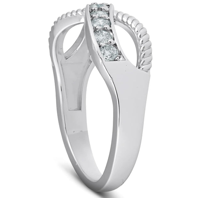 Pompeii3 1/2 Ct Diamond Infinity Braided Ring 10k White Gold US 6 4