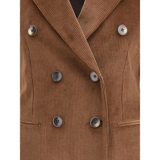 Lardini Cotton Double-breasted Blazer Brown Medium 4