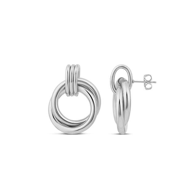 SHYMI Twisted Round Drop Earrings Silver 2