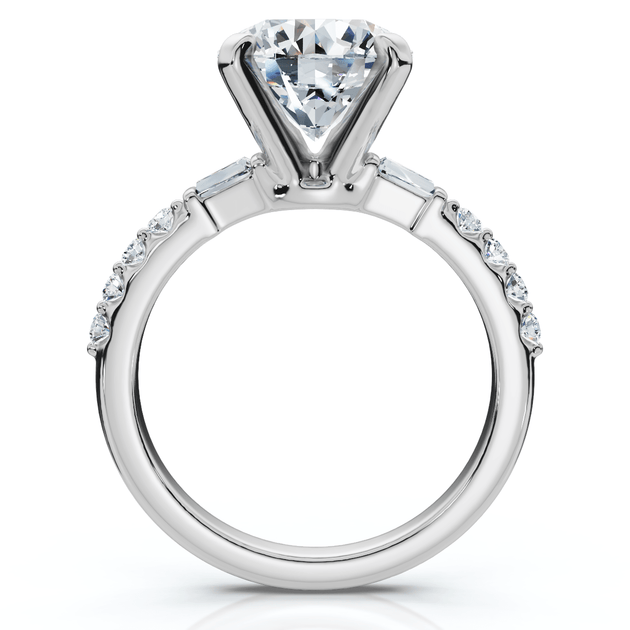 Pompeii3 Certified 3Ct Diamond & Baguette Accent Ring White Gold US 7 4