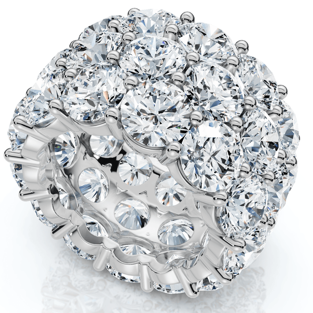 Pompeii3 16 Ct Lab Grown Diamond 3-Row Eternity Wedding Ring White Gold US 5 4