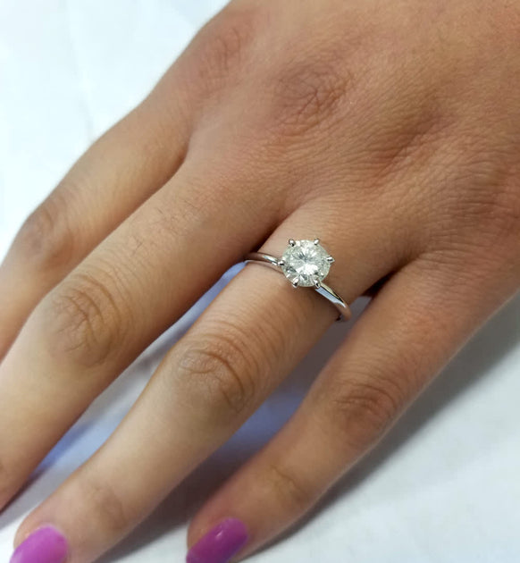 Pompeii3 Round Diamond Solitaire Engagement Ring White Gold US 9.5 3