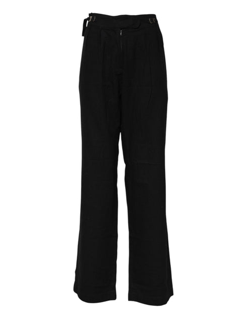 Ermanno Scervino Straight Fit High Waist Pants Black Small 2