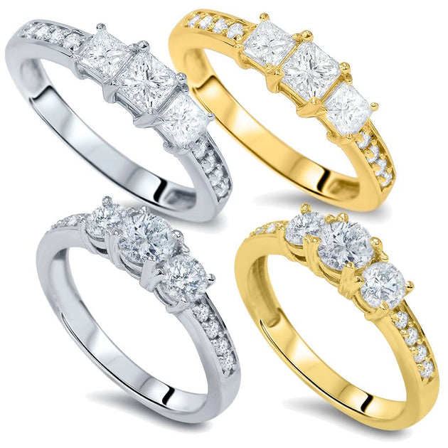Pompeii3 3-Stone Diamond Ring 14K Gold US 4 2