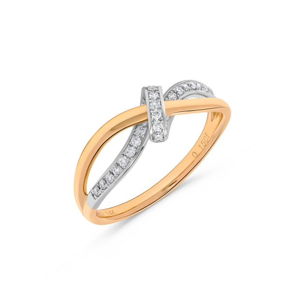 H.J. Namdar Ribbon Stack Ring 14K Two Tone Gold US 6 2