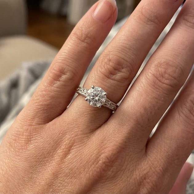 Pompeii3 Vintage Solitaire Engagement Ring Gold US 7 4