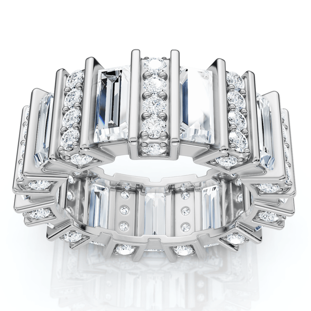 Pompeii3 6ct Emerald Cut Diamond Eternity Ring 14k Gold US 8 3