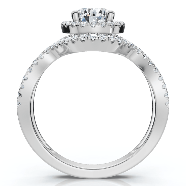 Pompeii3 Lina Diamond Halo Engagement Ring Silver US 6.5 4