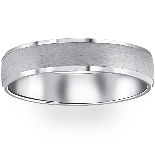 Pompeii3 10K White Gold Wedding Band Brushed US 8.5 2