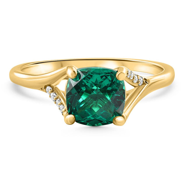 Pompeii3 Cushion Emerald and Diamond Ring 10k Gold Multi US 4.5 2