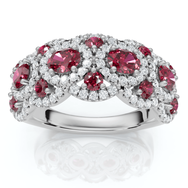 Pompeii3 1Ct Wavy Ruby & Diamond Ring 14k Gold Multi US 9 2