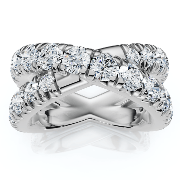 Pompeii3 3Ct Diamond Crossover Right Hand Ring Gold/Platinum US 8 2