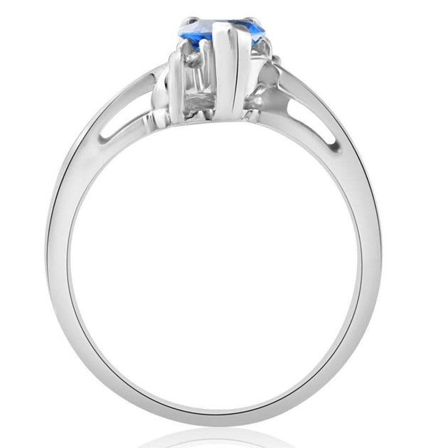 Pompeii3 1/3Ct Heart Shaped Blue Sapphire Diamond Ring Multi US 6.5 3