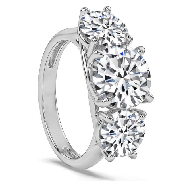 Pompeii3 Three Stone Lab Grown Diamond Engagement Ring Gold US 7.5 5