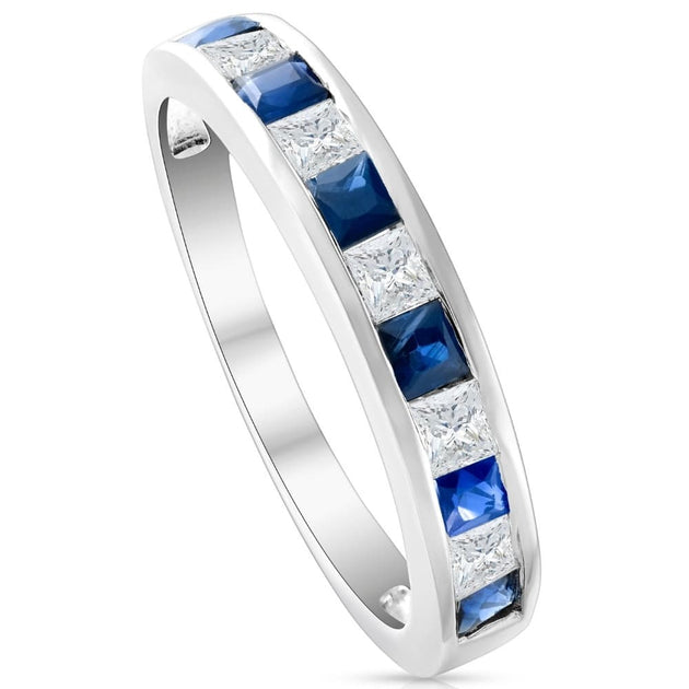 Pompeii3 Sapphire Diamond Wedding Ring White Gold US 8 4