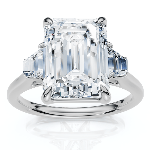 Pompeii3 3.5Ct Emerald Cut Diamond Engagement Ring Silver US 6.5 2