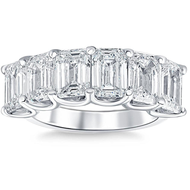 Pompeii3 6Ct Emerald Cut Diamond U Prong Ring White Gold US 4 2