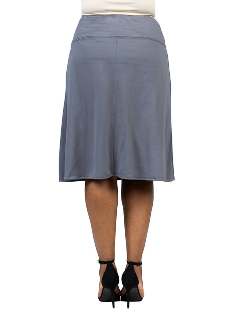 24seven Comfort Apparel Plus A-line Skirt Green 1X 4