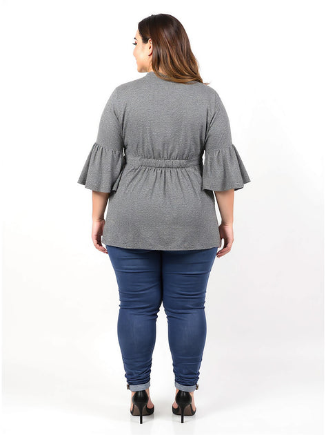 24seven Comfort Apparel Plus Cardigan Grey 3X 4
