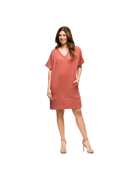 24seven Comfort Apparel Maternity T-Shirt Dress Red Medium 2