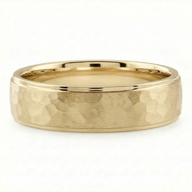 Pompeii3 Brushed Hammered Wedding Band 14k Gold Multi US 9.5 4