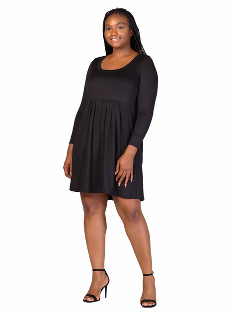 24seven Comfort Apparel Plus Babydoll Dress Grey 2X 3