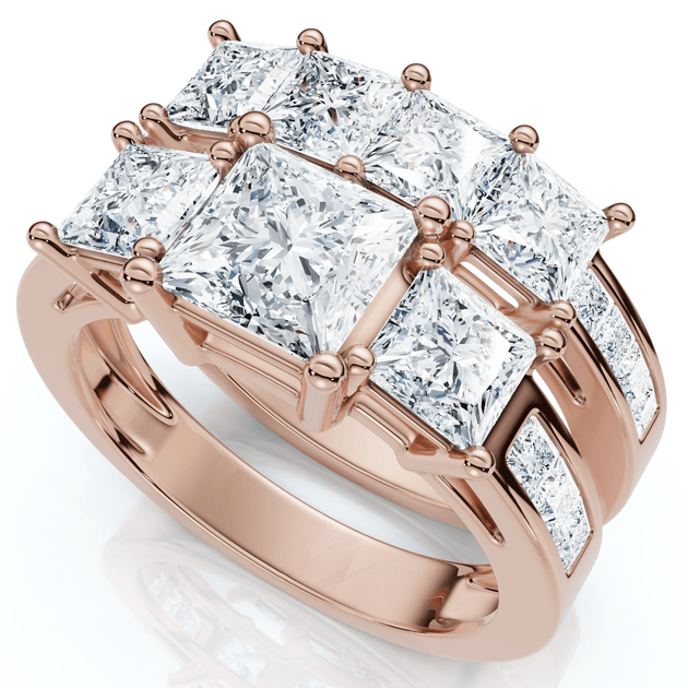 Pompeii3 3.5Ct Princess Cut Diamond Engagement Ring Set Silver US 8 2