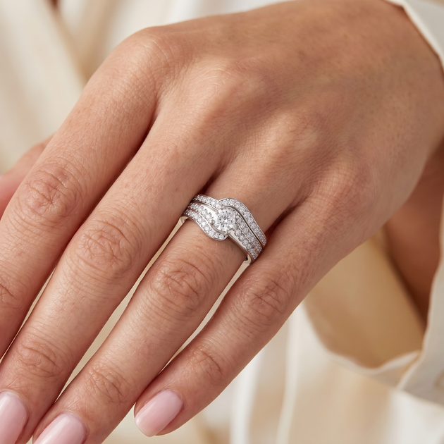 Pompeii3 1Ct Diamond Ring Set White Gold US 4.5 4