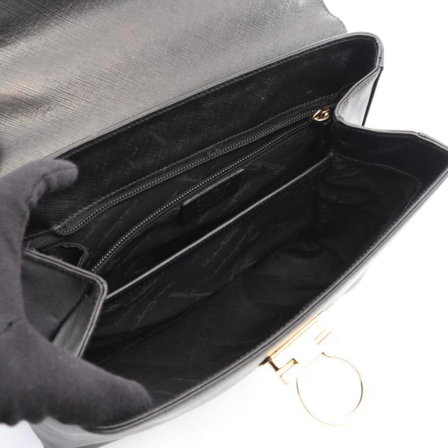 Salvatore Ferragamo Leather Handbag Black One Size 9