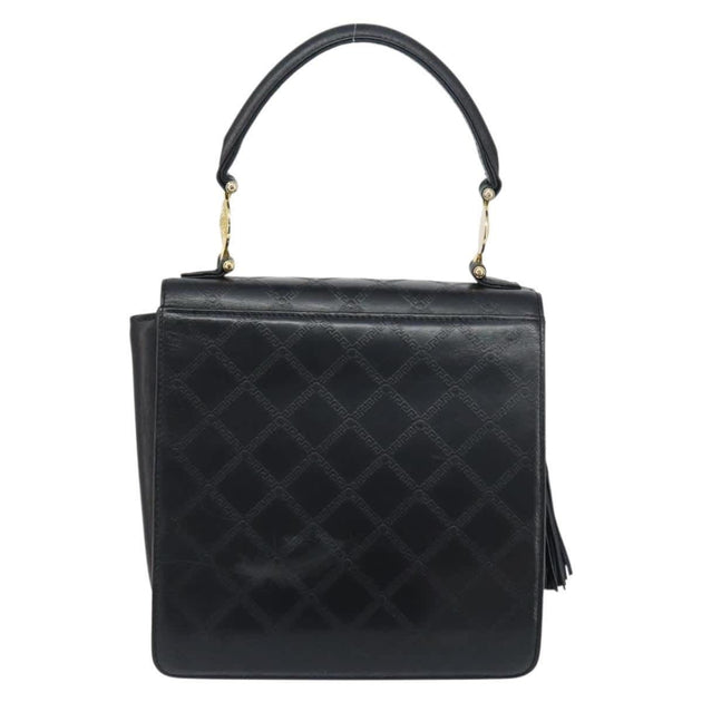 Versace Vintage Handbag Leather Black Small 4