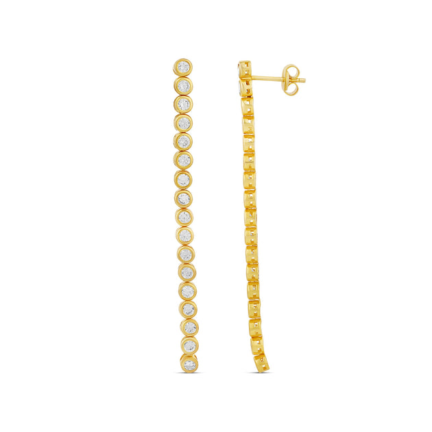 SHYMI Bezel Set Tennis Drop Earrings Gold 2