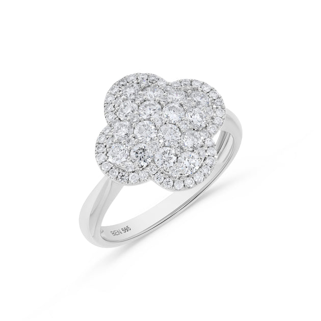H.J. Namdar Clover Cluster Ring White Gold US 6 2