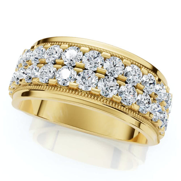 Pompeii3 Men's Diamond Double Row Wedding Ring Gold US 12 2