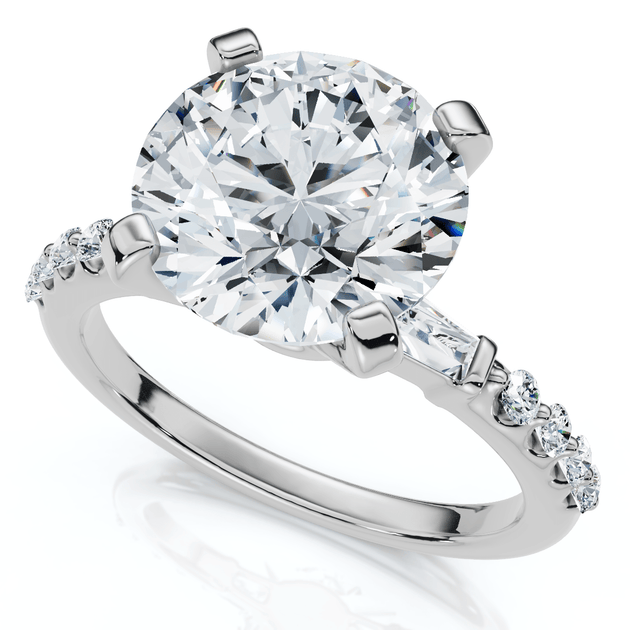 Pompeii3 Certified 3Ct Diamond & Baguette Accent Ring White Gold US 7 3