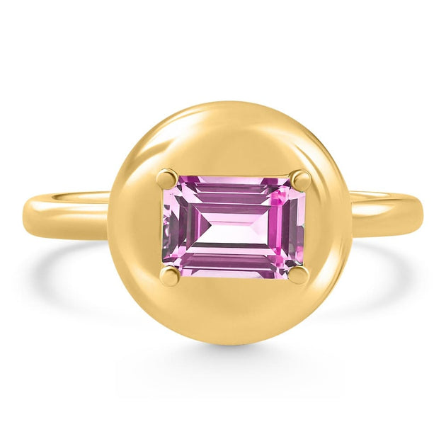 Pompeii3 Candy Button Ring Pink Topaz Yellow Gold US 4 2