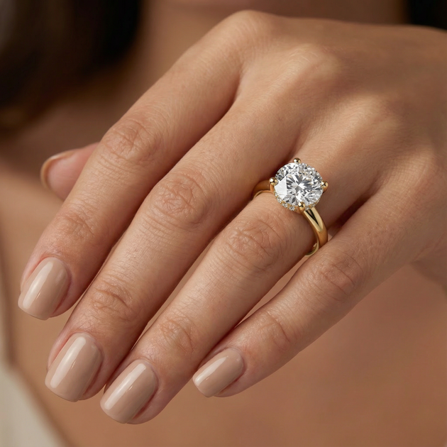 Pompeii3 Hidden Halo Diamond Engagement Ring Gold US 6 5